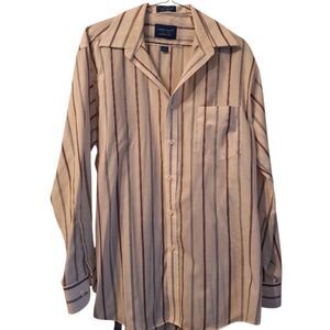 Towncraft Off White Shirt With Beige, Maroon,and Black Stripes Sz 15.5